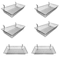 Set Of Gloss Black Metal Wire Slatwall Gridwall Pegboard Basket Rack