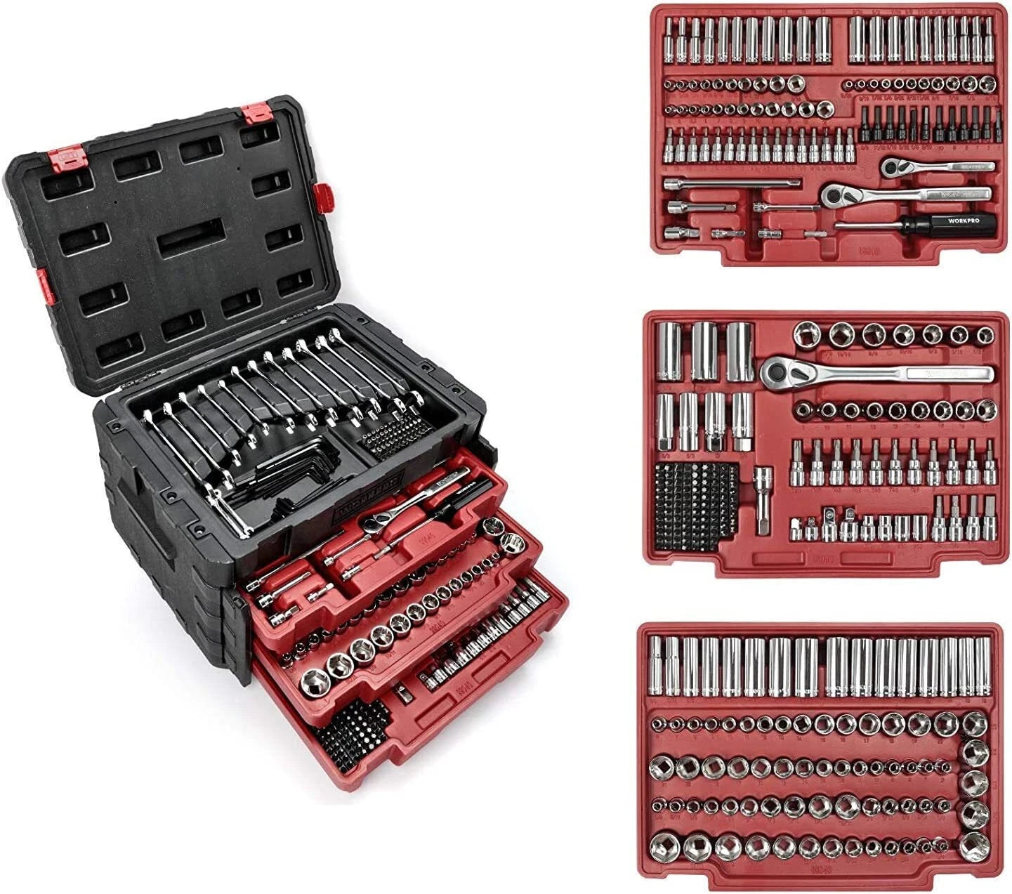 Heavy Duty Drive Socket Set Metric Sae Ratchet Wrench Mechanics Tool