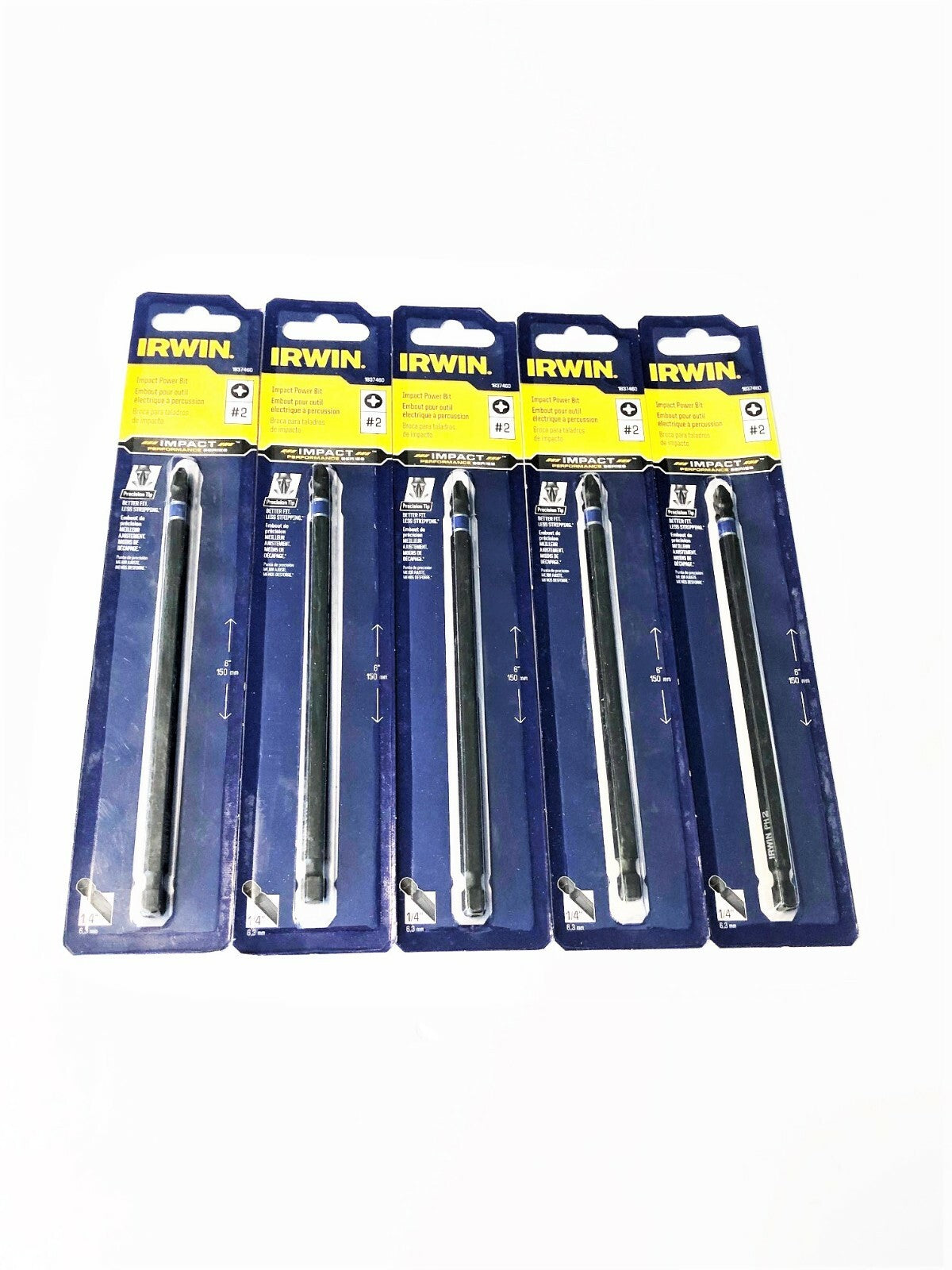 5 IRWIN 6" IMPACT #2 PHILLIPS PH2 QUICK CHANGE SCREW DRIVER POWER BITS 1837460Op