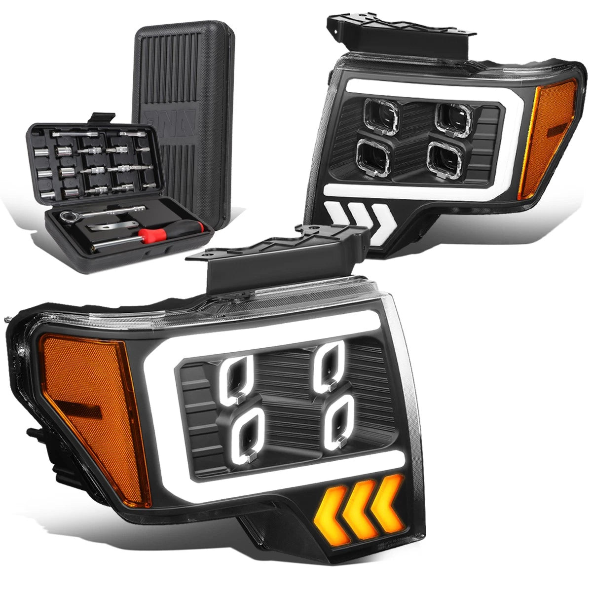 For 2009-2014 Ford F-150 Led Drl Halo Black Amber | Built Supply Co