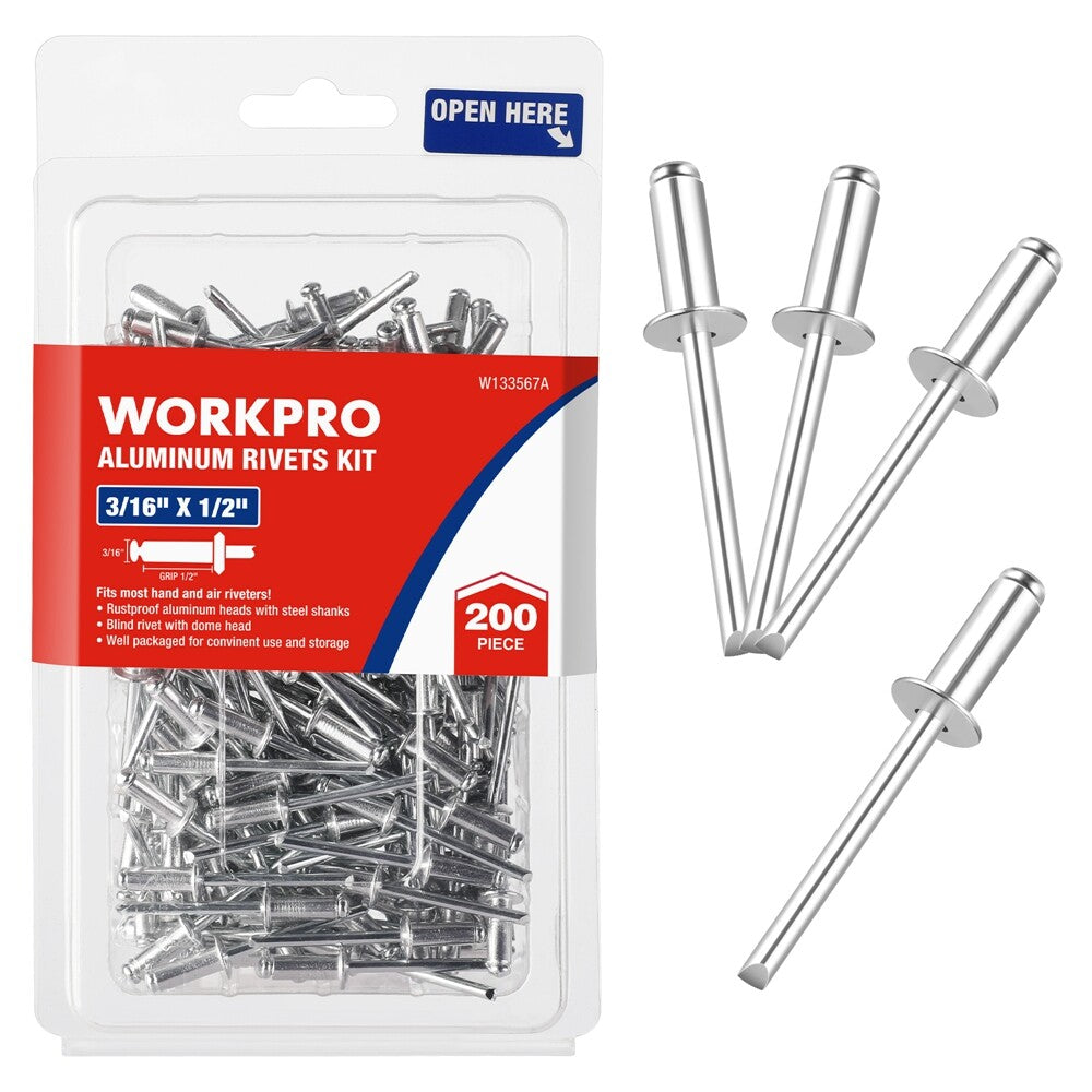 WORKPRO 200Pcs Aluminum Blind Rivets by WORKPRO