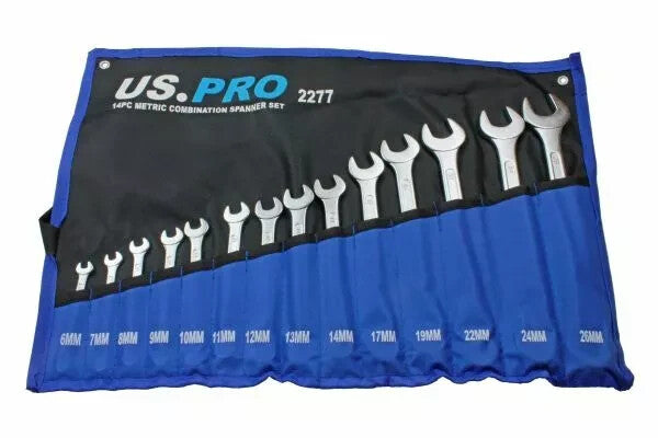 US PRO 14pc Combination Spanner Wrench Set 6-26mm