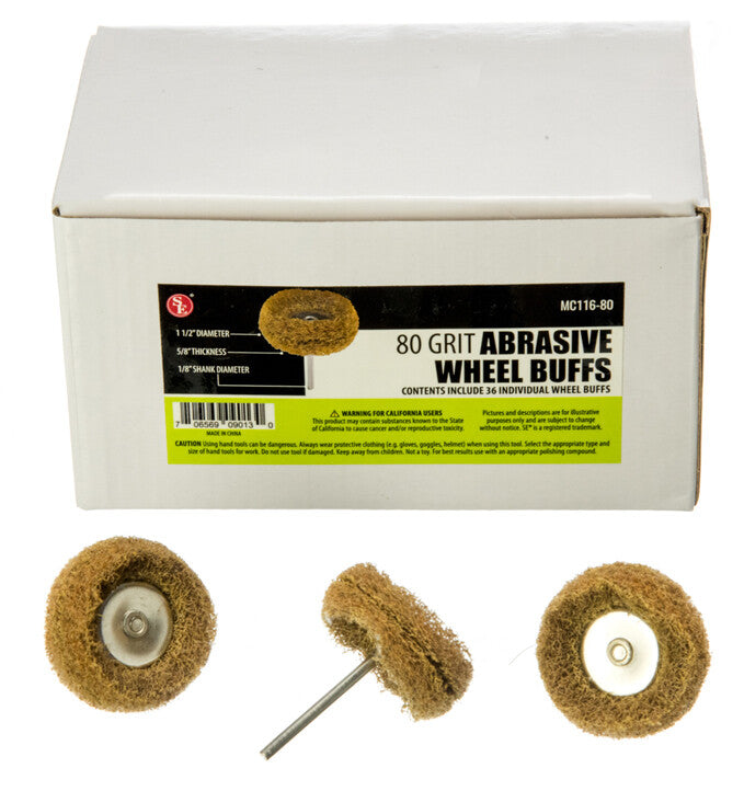 36 Abrasive 1-1/2" Scuff Pad 80 Grit Rotary Tool Brush Wheel Buffs by MC
