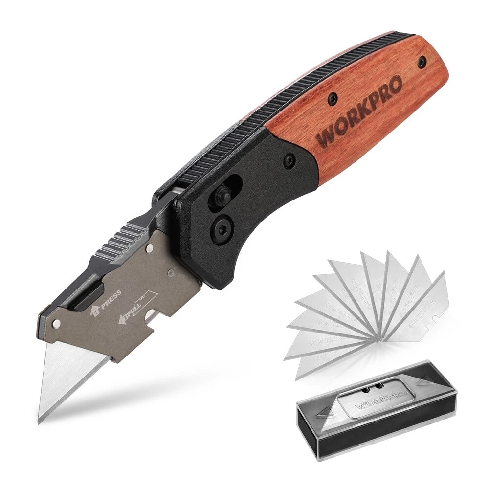 Workpro Folding Utility Knife 10 Sk5 Blades Razor Blade Knife Quick