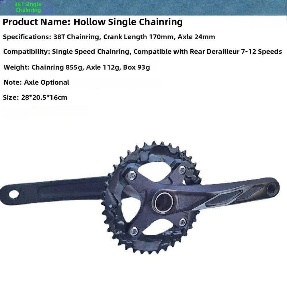 38t Crankset 170mm Aluminum Alloy For For Hollowtech Mtb Drivetrain