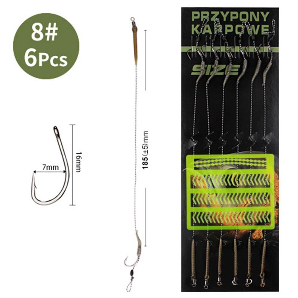 Carp For Hair Rigs Carp Hook 185mm 2# 4# 6# 8# Boilie Bait Rig Curved