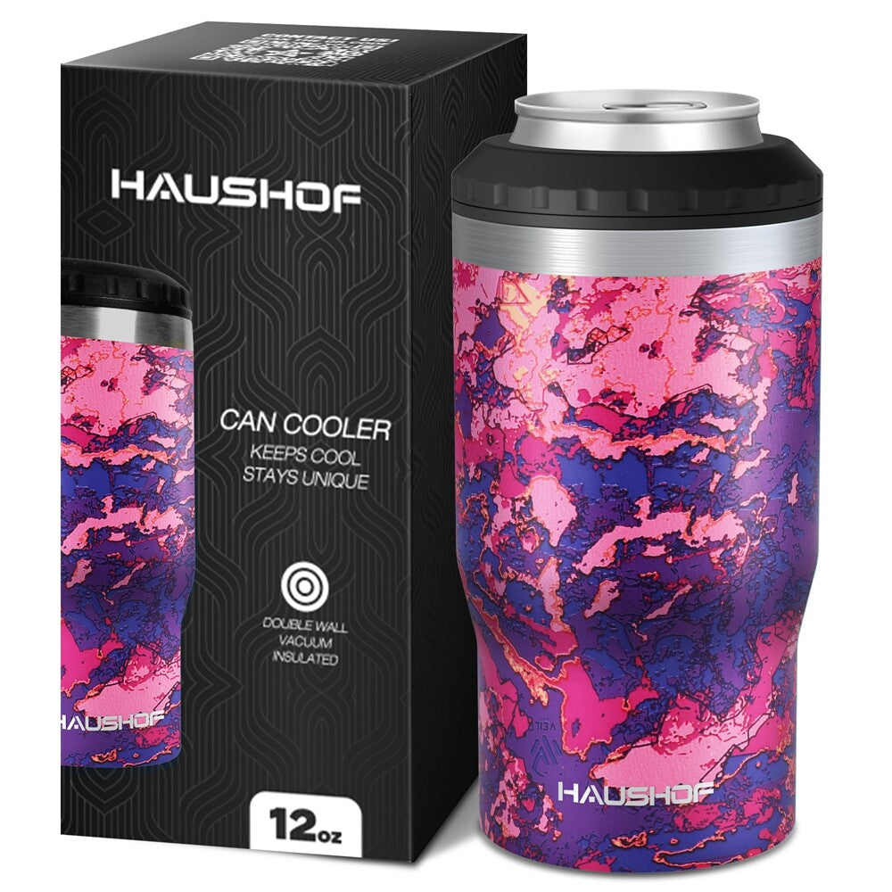 HAUSHOF 12OZ Can Cooler Slim Can Cooler 4 in 1 Insulated Can Holder
