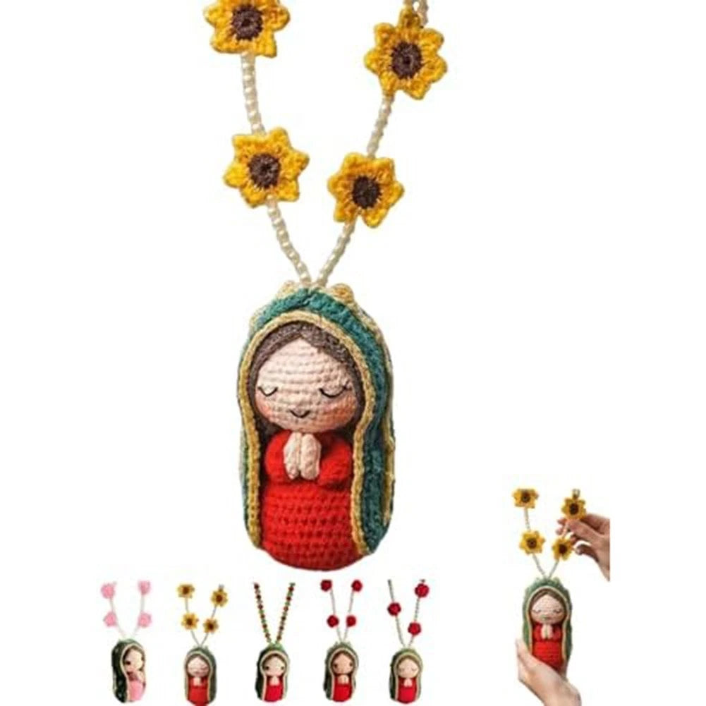 Mary Car Charm Yarn Bead Statue Yarn And Bead Construction Hangs From
