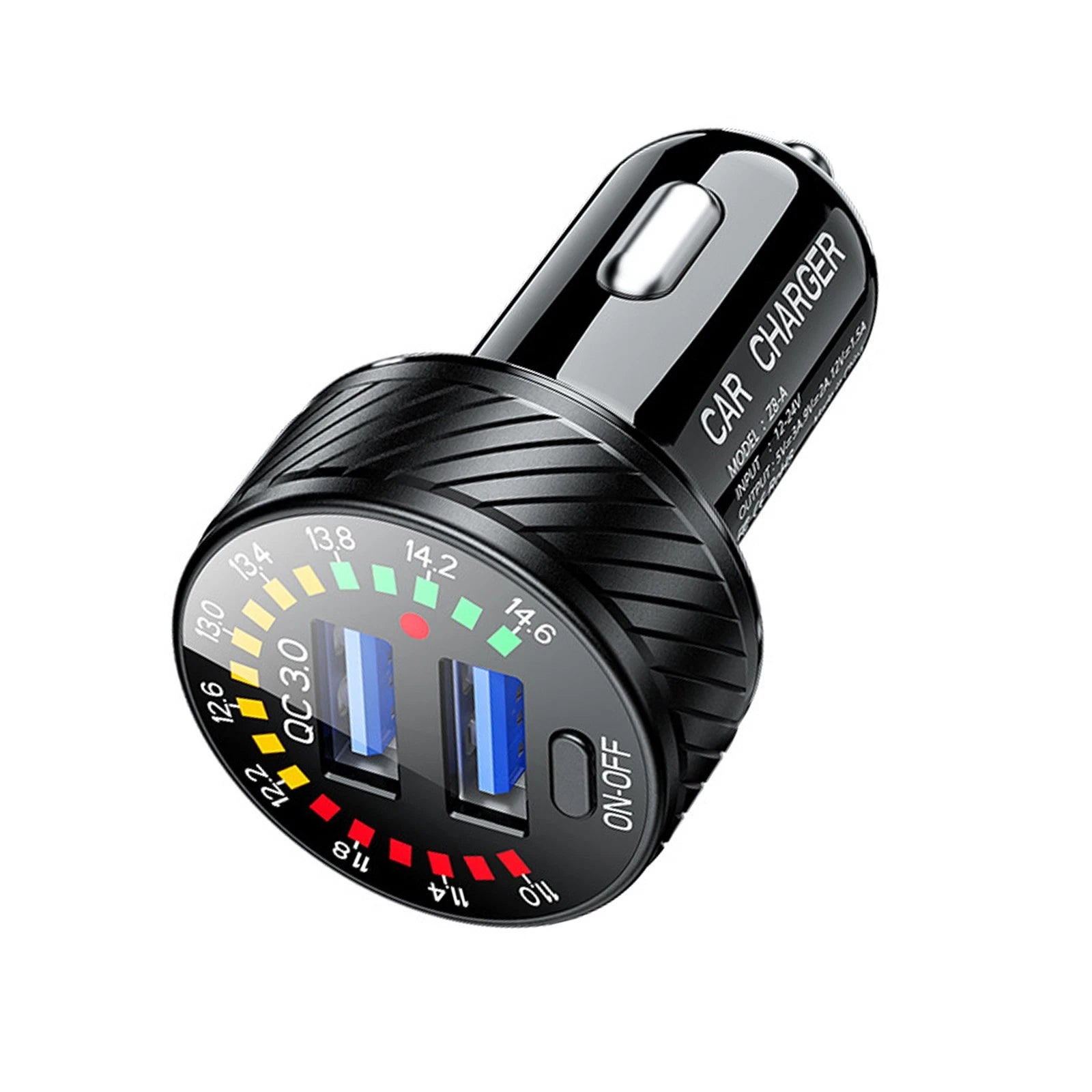 36W Car Cigarette Lighter Dual Usb Qc3.0 Fast Charger Power Led