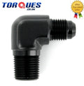 AN -6 (AN6 AN 06) to 3/8" NPT 90 Degree Adapter Black