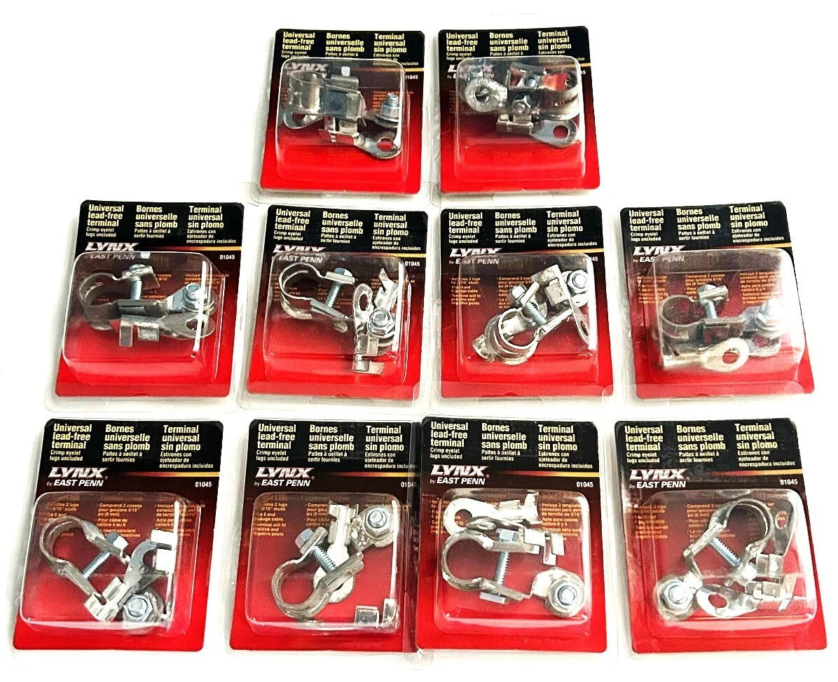 10 LYNX BY DEKA LEAD FREE TOP POST UNIVERSAL BATTERY TERMINALS CRIMP LUGS 01045