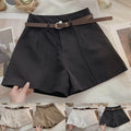 Women Casual A-line Shorts Wide Leg High Waist Solid Color Spring