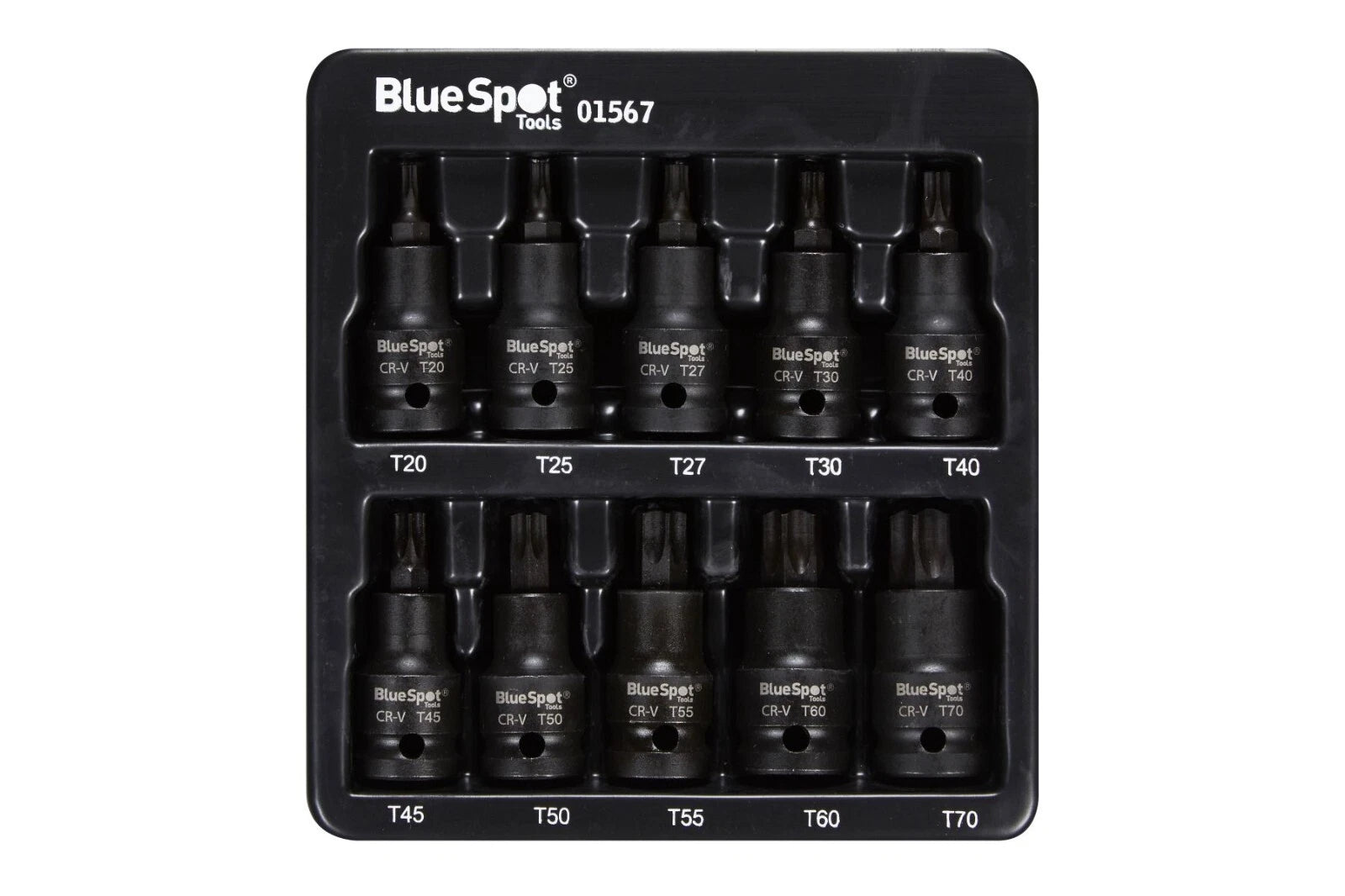 1/2" Drive Impact Torx Star Bit Socket Set T20-t70 S2 Cr-v Tray