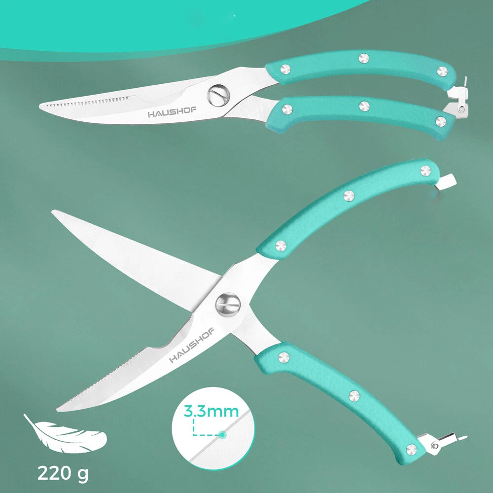 Haushof Stainless Steel Kitchen Shears W/serrated Blade Heavy Duty