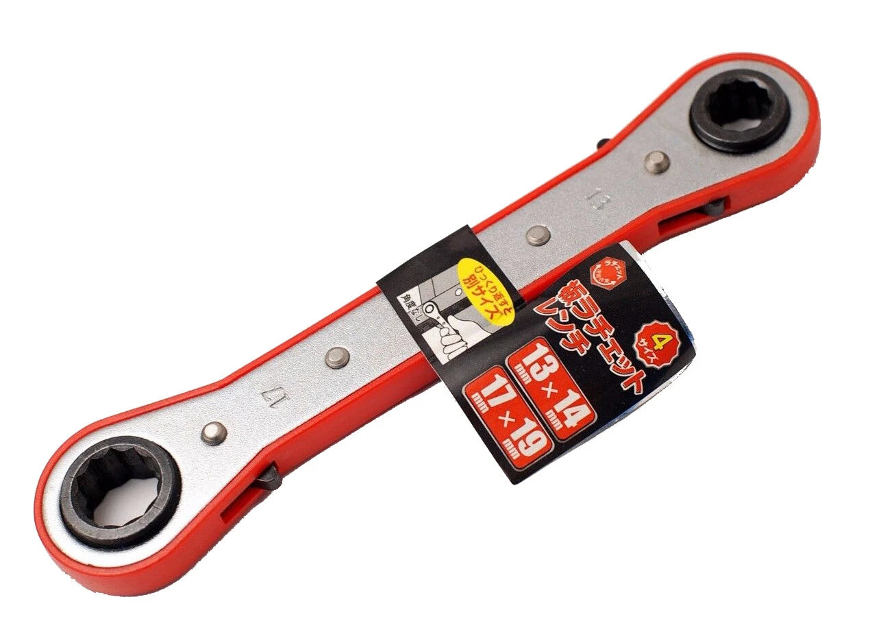 4-in-1 Reversible Ratchet Flat Ring Spanner Wrench Ratcheting Size