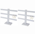 Display Jewelry Showcase White Faux Leather 3 Bars Earring Stand 10''