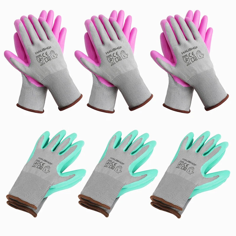 Haushof 6-pairs Garden Gloves Medium Nitrile Coated Working Gloves