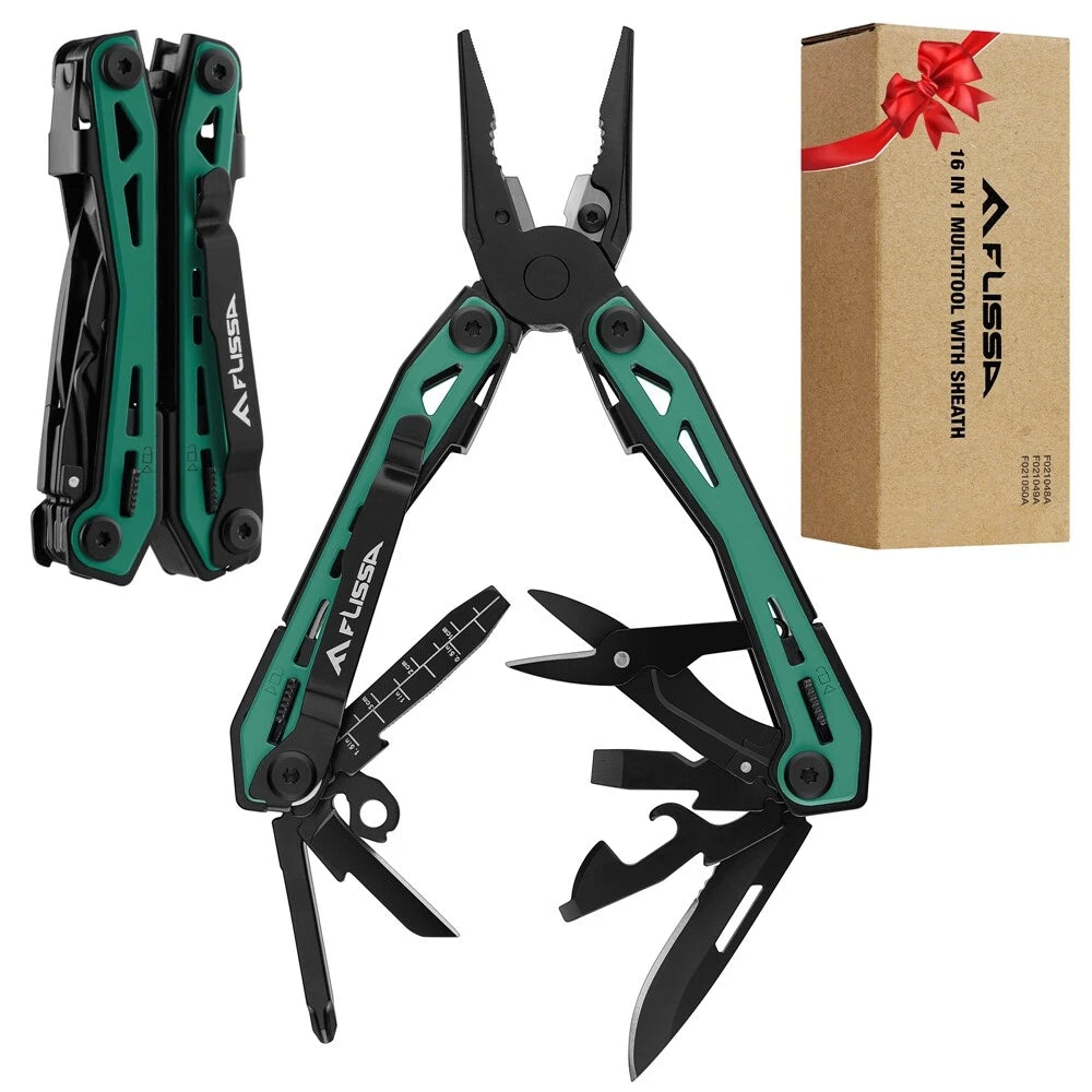 Flissa 16-in-1 Multi Tool Pliers Edc Stainless Steel Multitool With