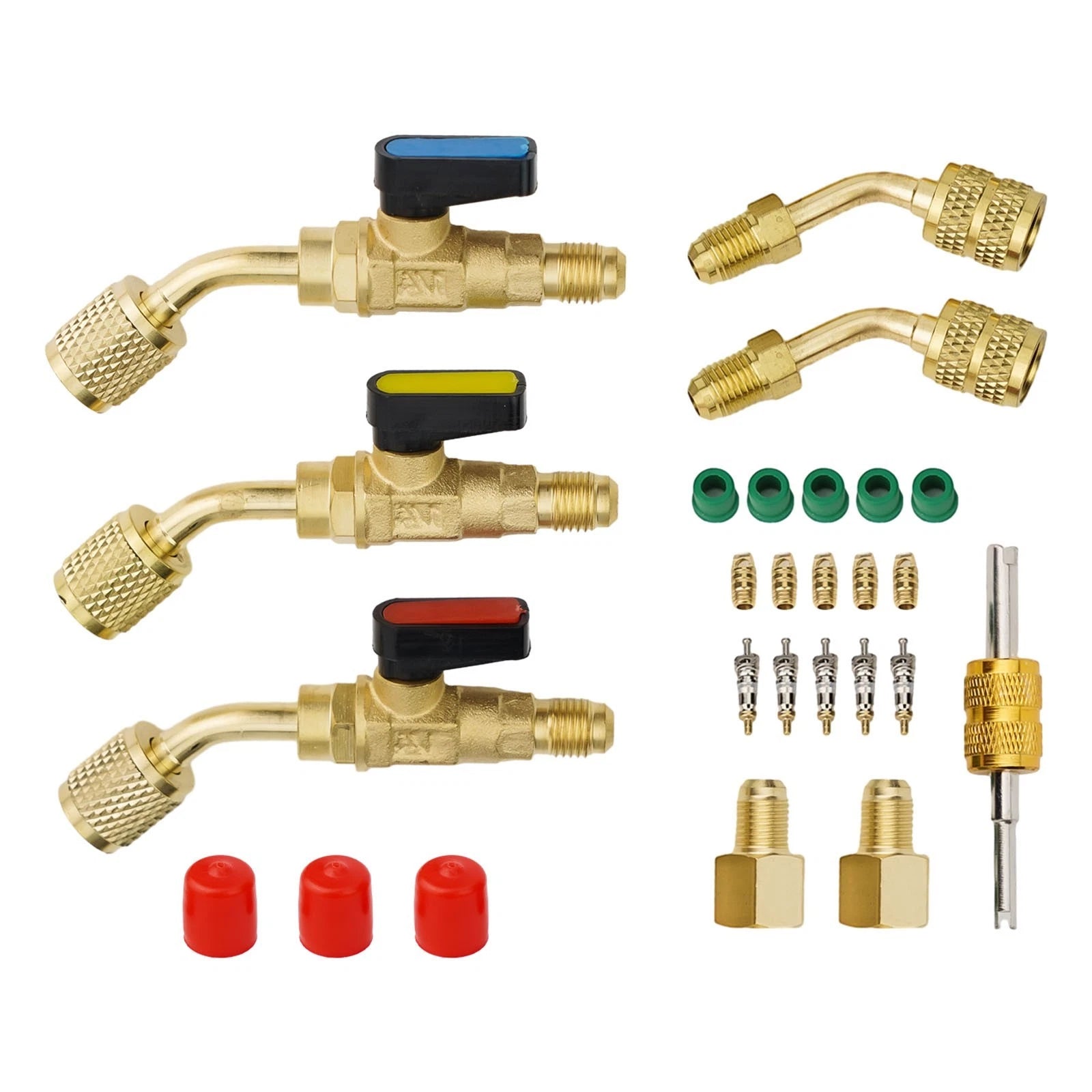 Sturdy 45 Degree Angle Ball Valve Adapter Fitting For R410a R134a R22