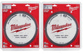 2 MILWAUKEE 10" ALUMINUM METAL CUTTING CARBIDE CIRCULAR SAW BLADE 72T 48-40-4360