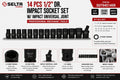 Selta Taiwan 10-27mm 1/2" Dr. Impact Socket Set With Swivel Universal