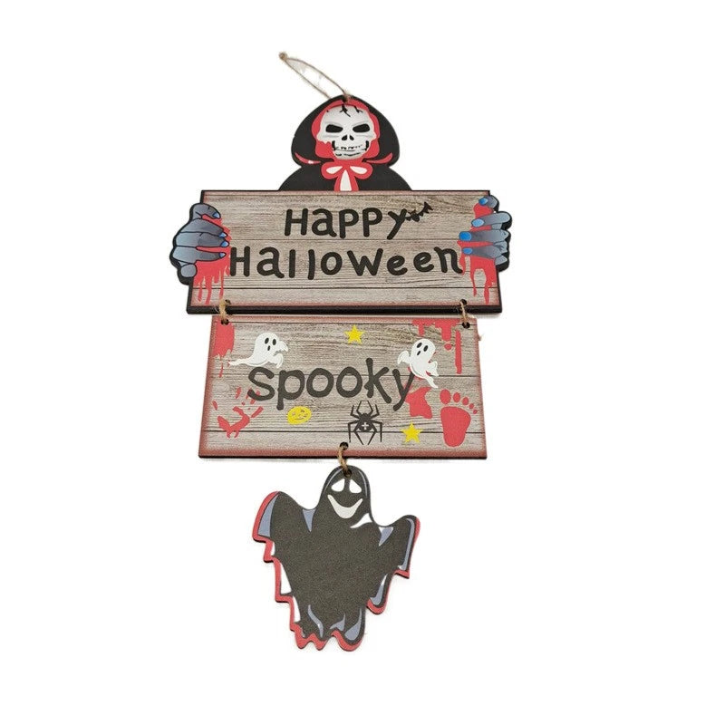 Halloween Wooden Pendant Pumpkin Tree Door Window Diy Decoration