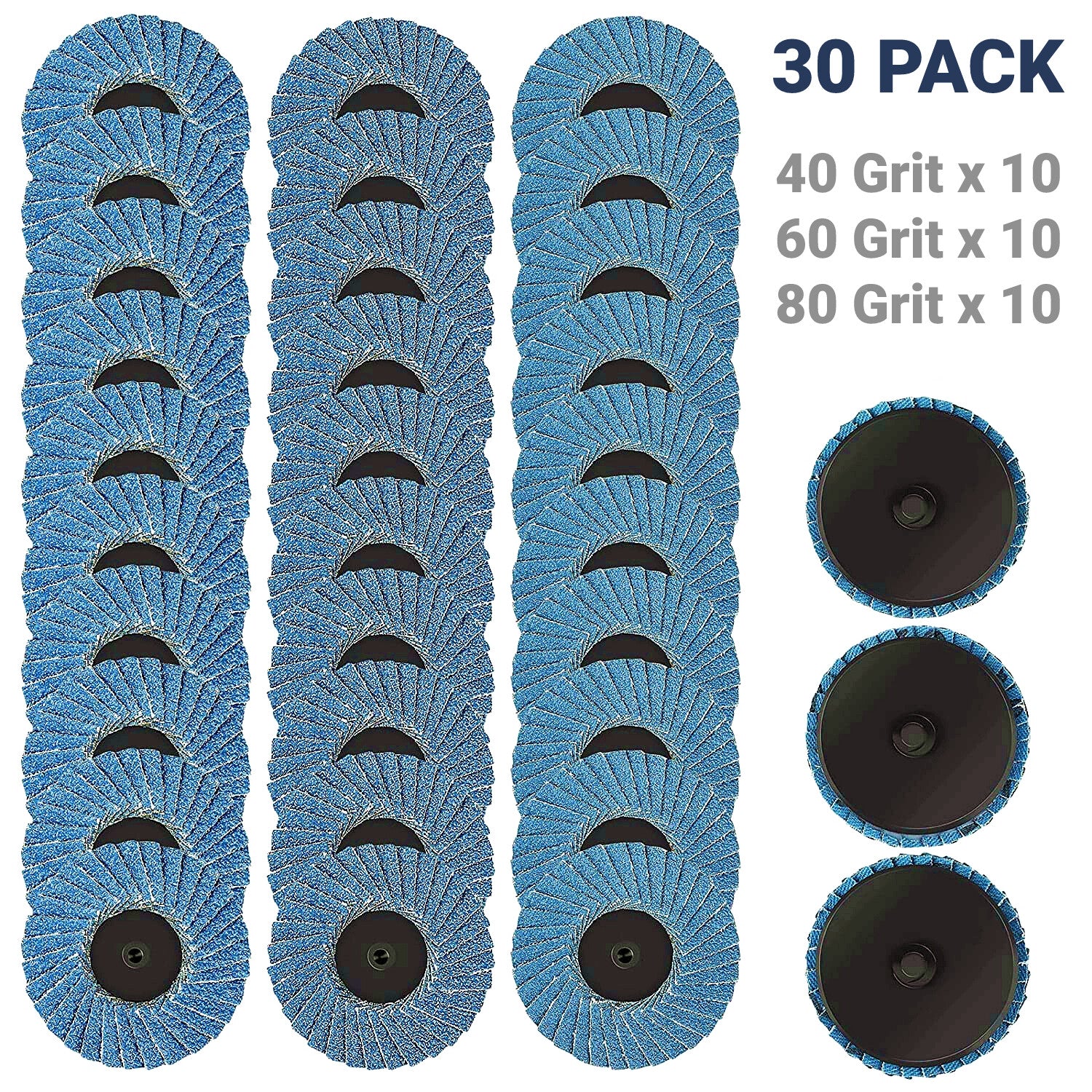 30x 2 inch Zirconia Flap Sanding Discs by Unbranded