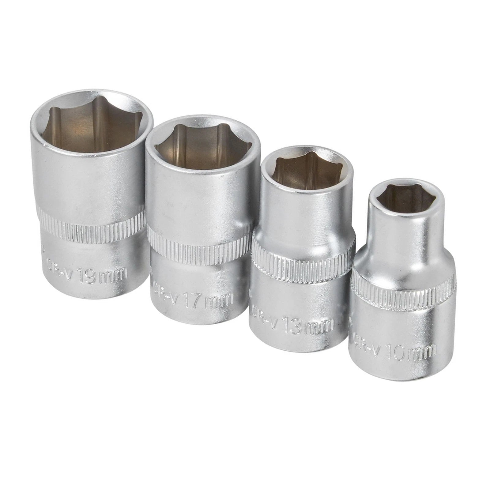 1/2" Drive Socket Set 10mm 13mm 17mm 19mm Metric Chrome Vanadium Hex