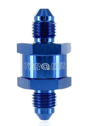 An -3 (3an) Blue Anodised Billet Turbo Oil Feed Filter