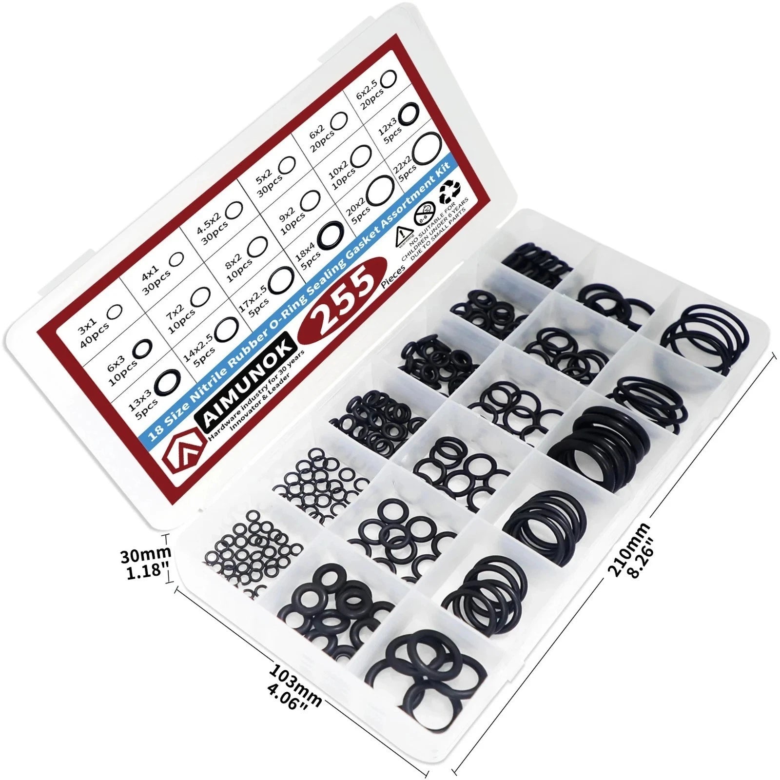 255pcs O-rings Nitrile Rubber Rings Hydraulic Plumbing Sealing Washers 18 Size