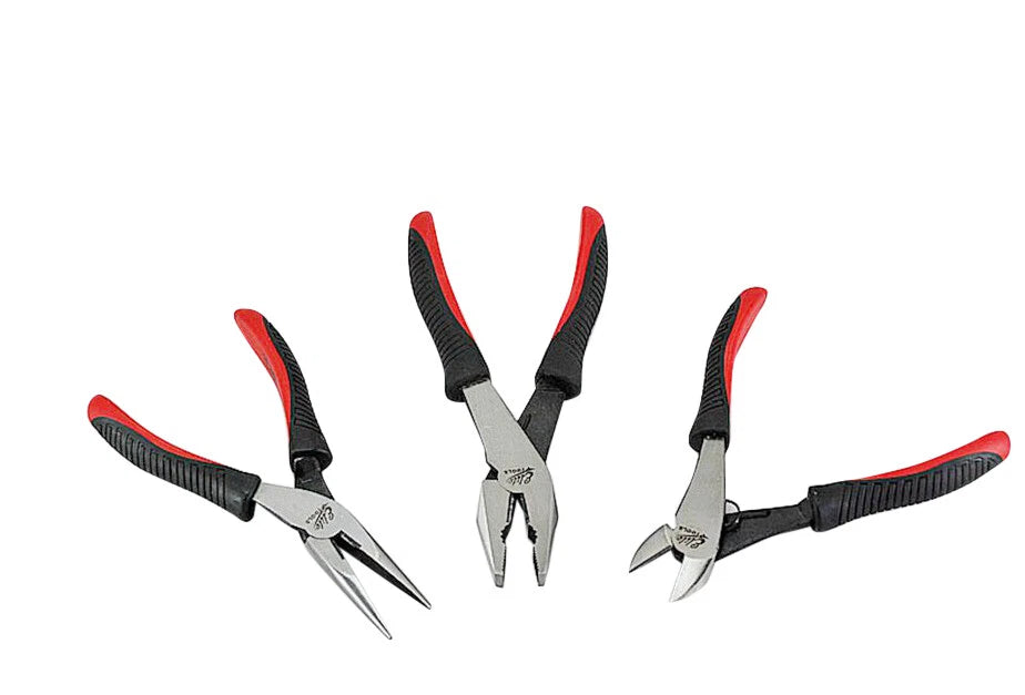 Expert Quality Spring Load Pliers Set: Combination 7", Cut 6", L/nose