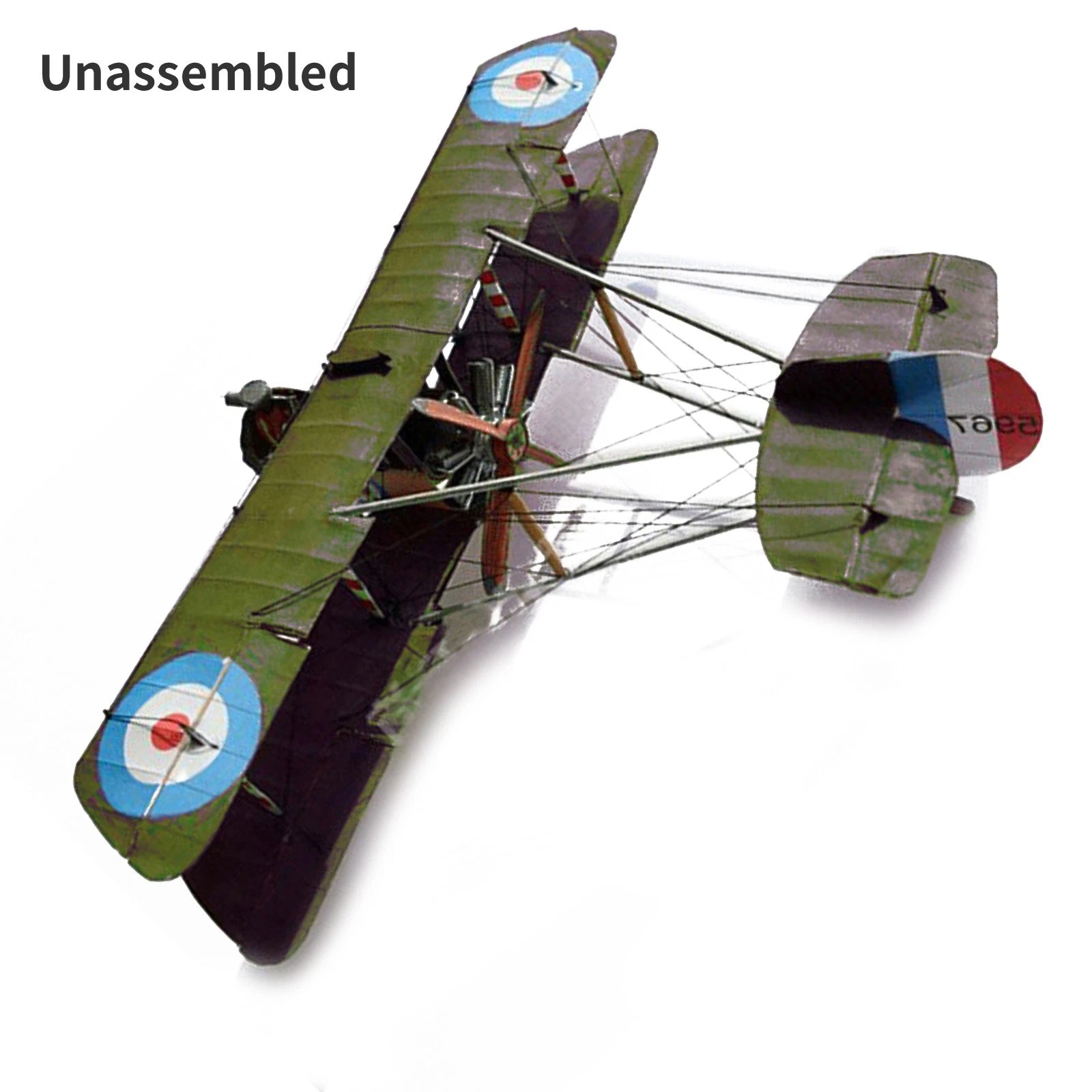 1:33 British Airco Dh.2 Biplane Jet Paper Model Unassembled Military