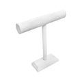 Jewelry Display Holder White Faux Leather High Necklace T-bar Stand