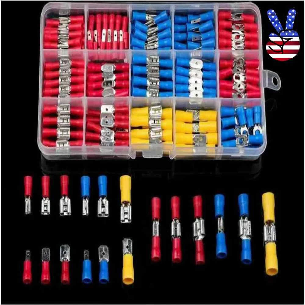 Crimp Spade Terminal Insulated Electrical Wire Connector Kit Set 75