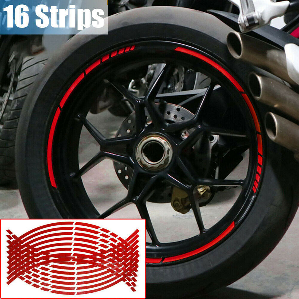 16X Car Motorcycle Wheel Tire Sticker Reflective Rim Strips Tape Decal