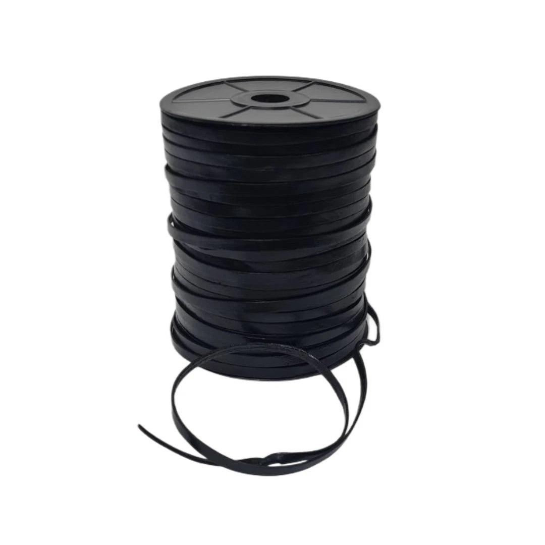 5mm Flat Black Leather Cord 100 Meters