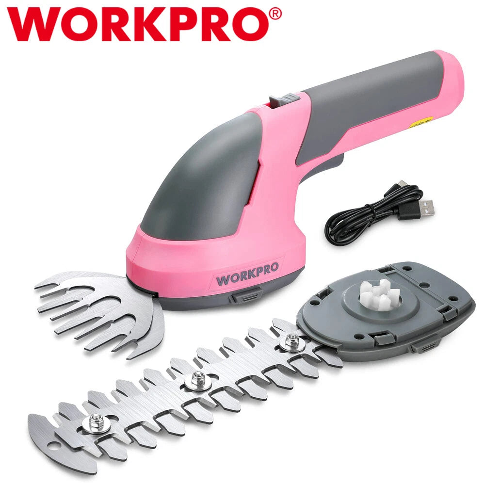Workpro 2 In 1 Handheld Hedge Trimmer Cordless Grass Shear Shrubbery