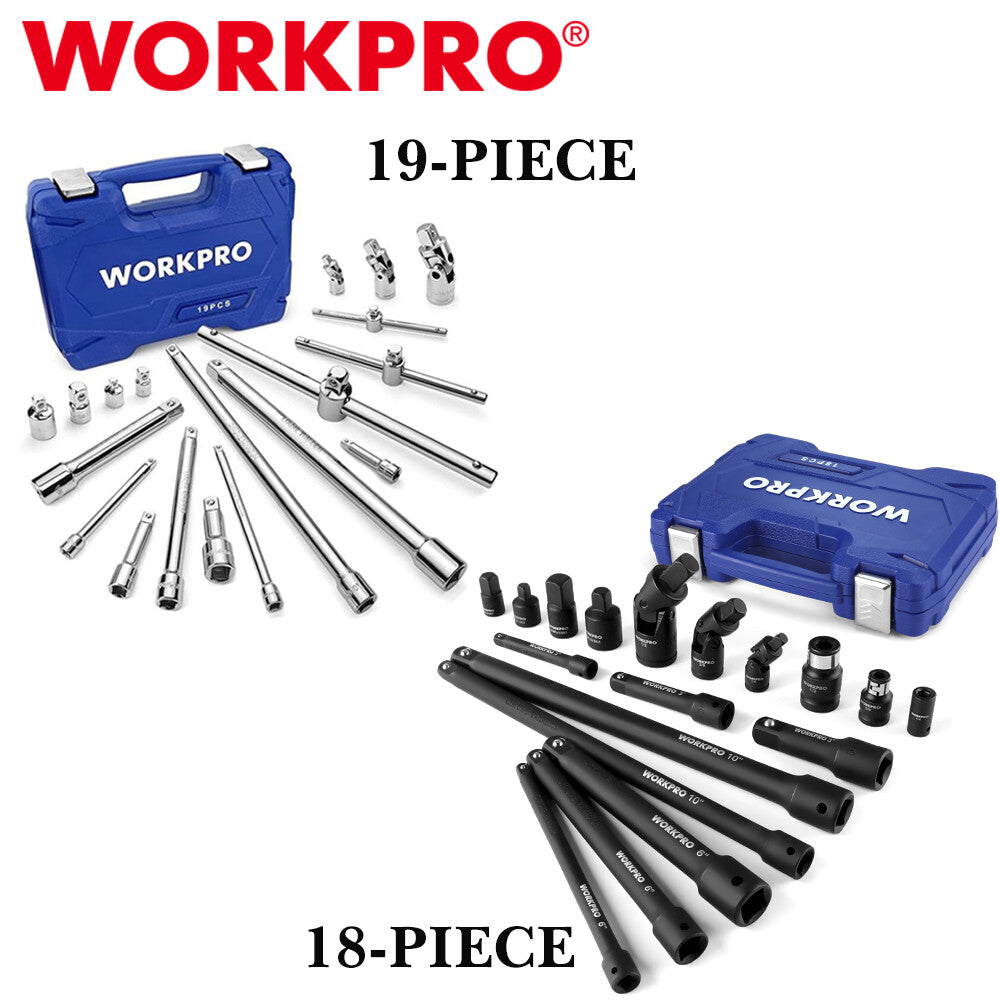 Workpro 18-Pieces Drive Tool Accessory Set/19-Pieces Drive Socket