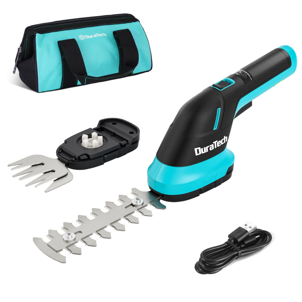 DURATECH Cordless Hedge Trimmer 3.6V 2-in-1 Handheld Grass Trimmer