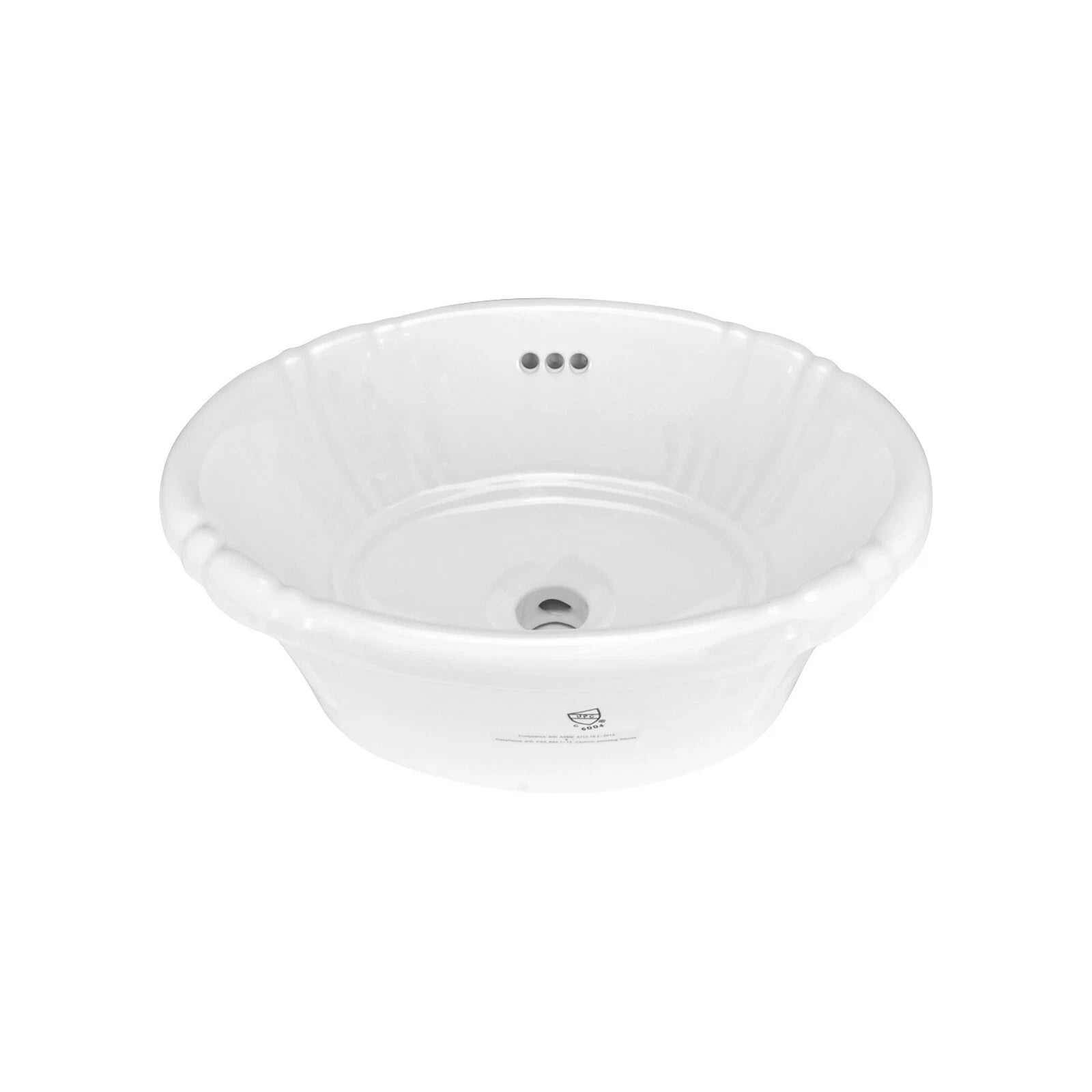 Rok Poppy Oval Drop-in Bathroom Vanity Sink, 17-1/2" X 14-1/4", White