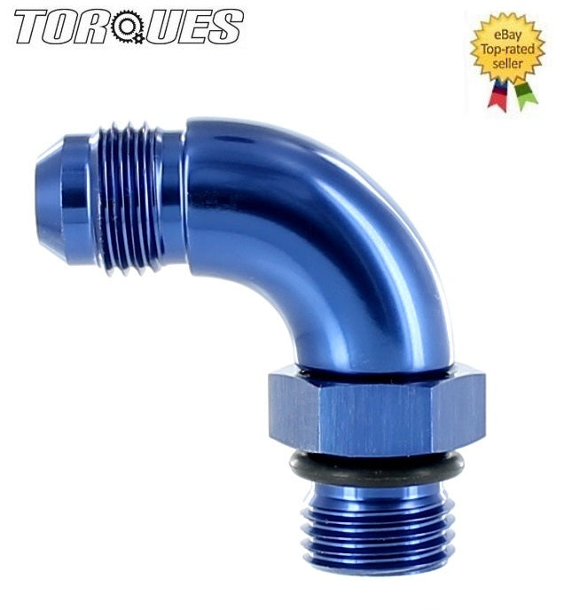 An -6 (an6 an 06) to Orb-6 (9/16" Unf) O-Ring Boss 90 Degree Full Flow
