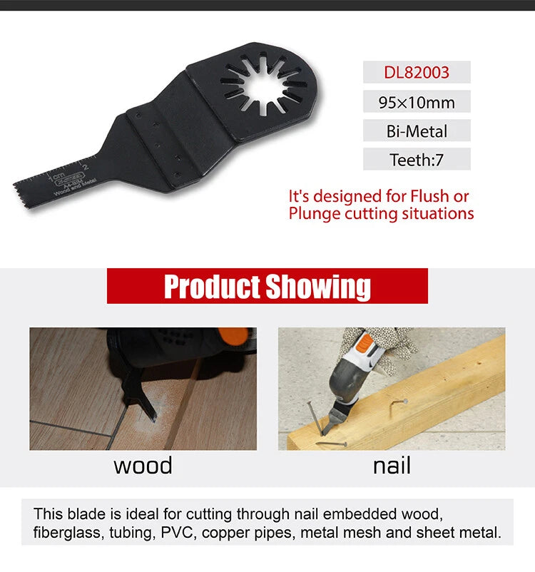 Bi Metal Wood & Metal Oscillating Multi Tool Long Flush Saw Blade