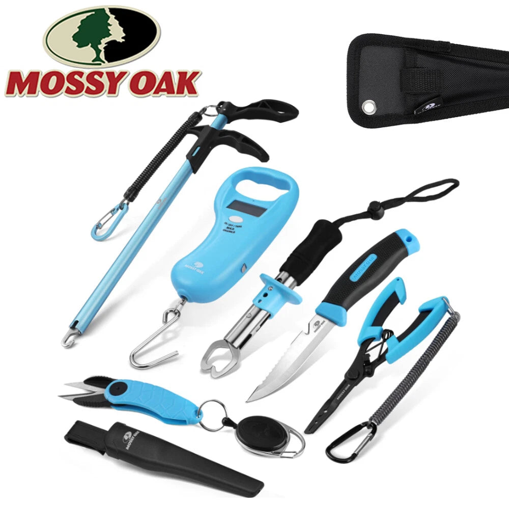 Mossy Oak Fishing Tool Set Fillet Knife Plier Gripper Line Snip