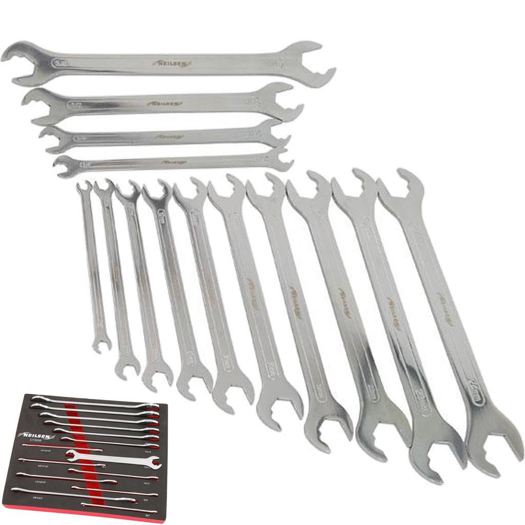Neilsen 14pc Ultra Thin Ratchetting Action Metric Imperial Spanner Wrench SetOpe