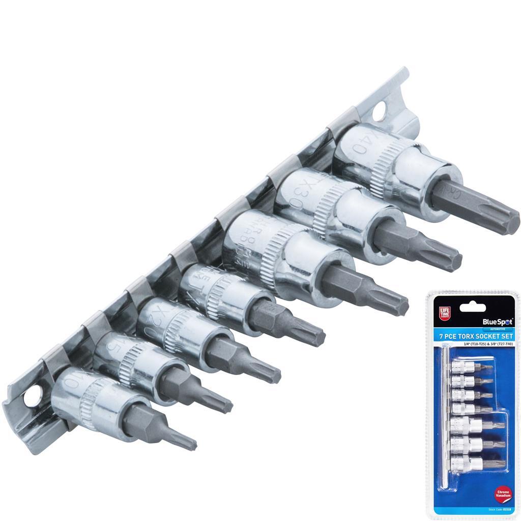 BlueSpot 7pc Torx 1/4" 3/8" Drive Bit Socket Set T10 - T40 Bits SocketsOpens in 
