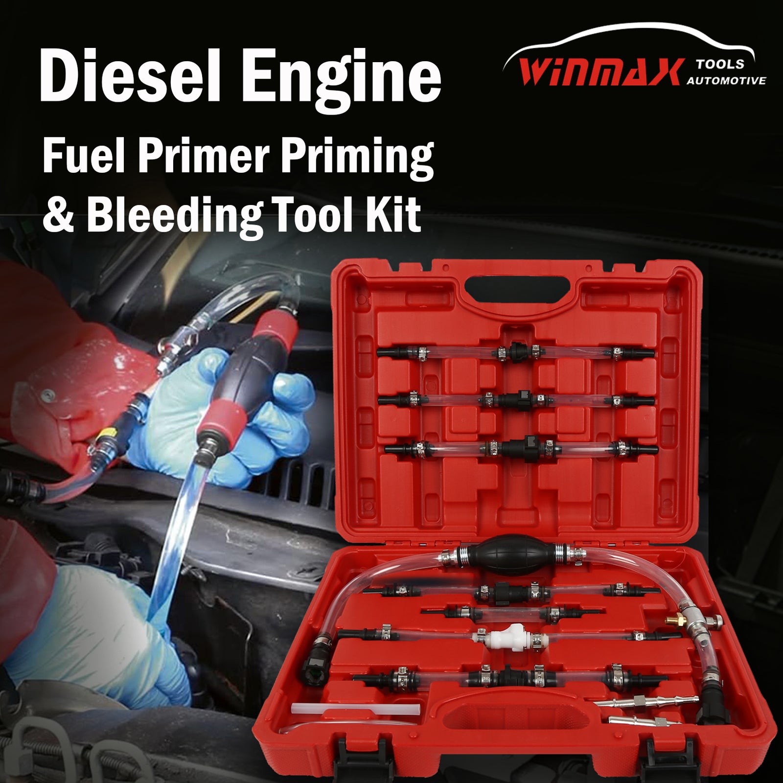 12PCS Diesel Engine Fuel Primer Priming & Bleeding Tool Kit Male and