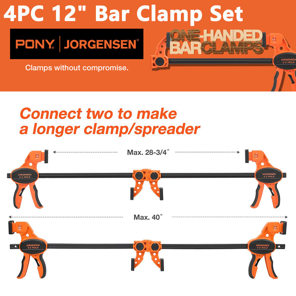 4-Pack 12-in Medium Duty One-Hand Bar Clamp Set E-Z Clamp/Spreader