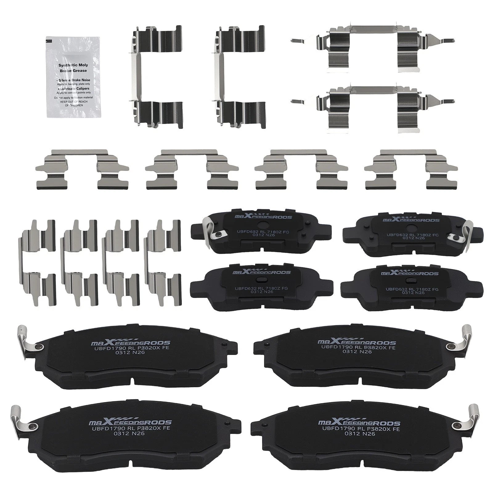 Front Rear L&amp;R Brake Pads Set for Nissan 370Z 2015-2019/350Z 2006-2009 D888 D905