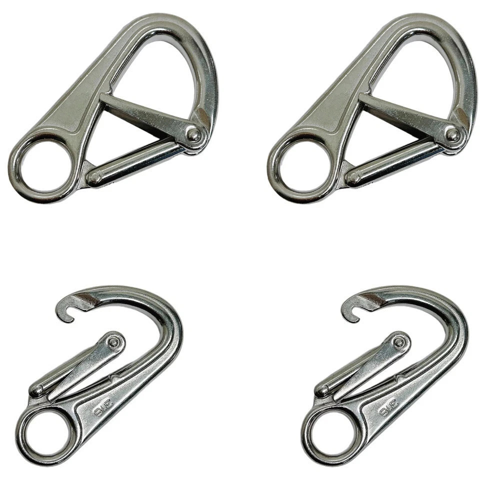 Stainless Steel Double Lock Safety Hook Snap Hook Carabiner 850 Lb Cap