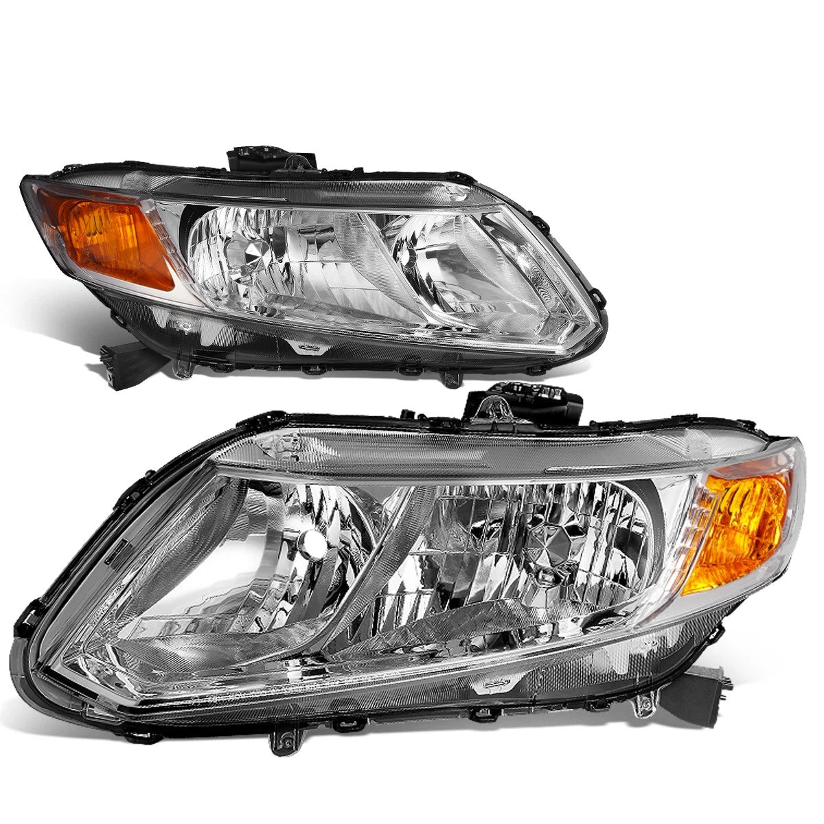 Fit 12-15 Honda Civic Pair Chrome Housing Amber | Built Supply Co